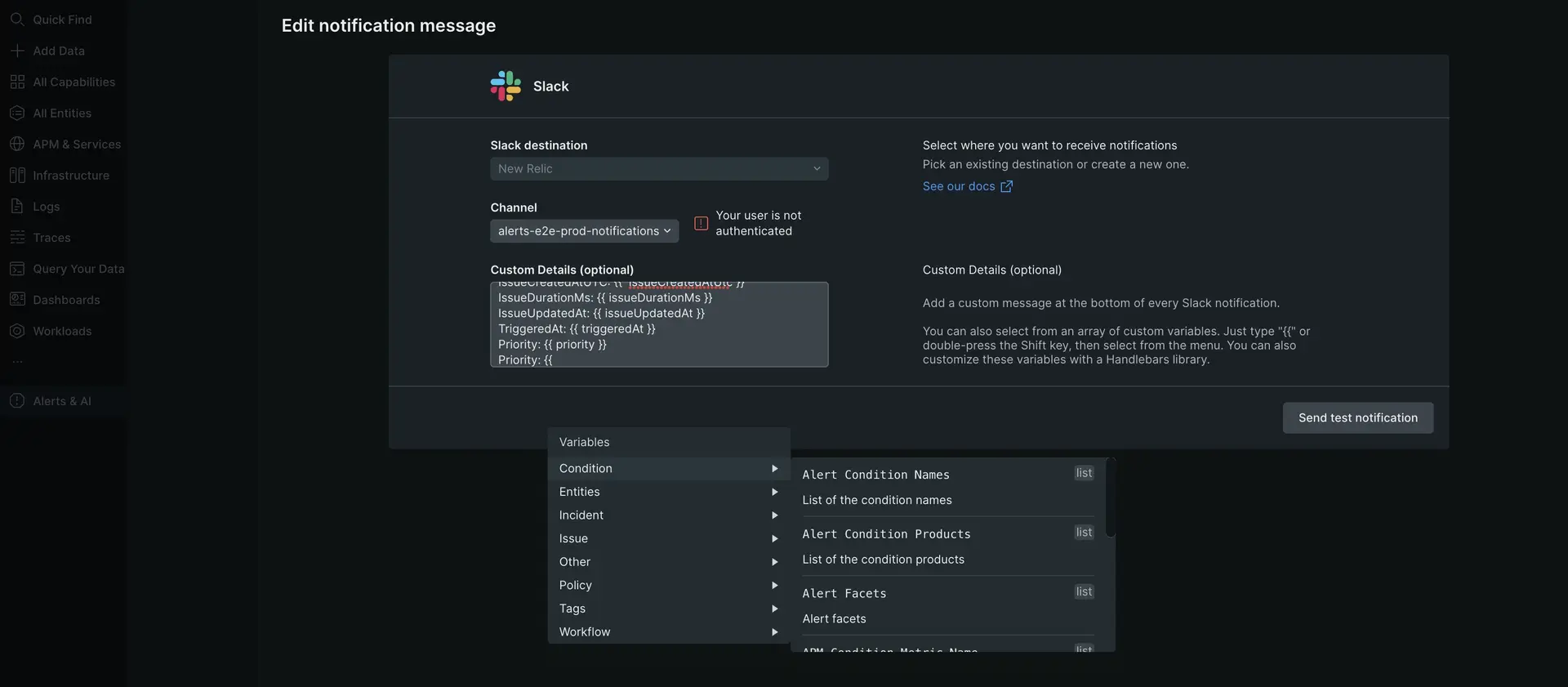 Alerts workflow variables Alerts workflow variables